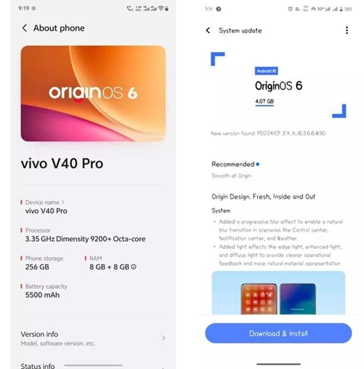 Vivo V40 Pro OriginOS 6 Update